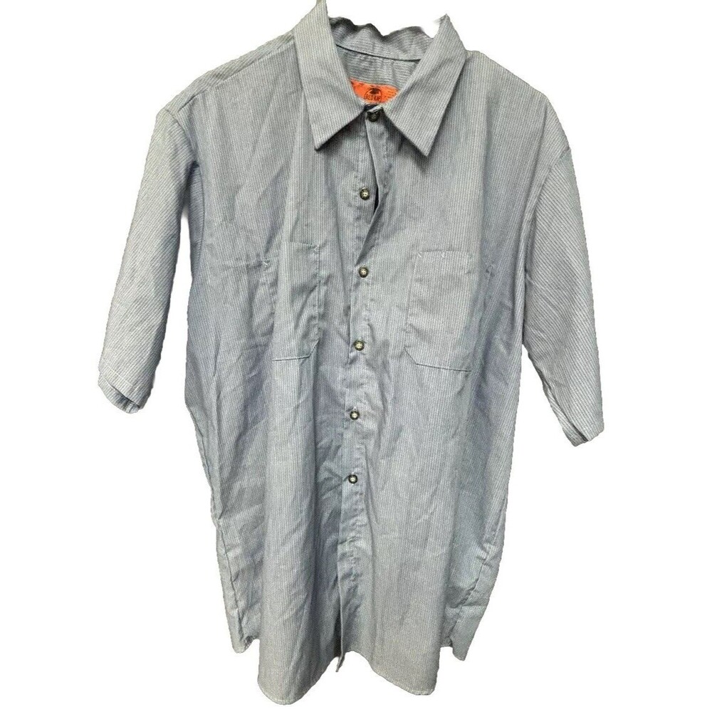 Red Kap Work Shirt Men XL Button Down Short Sleeve Pockets Collared